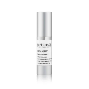 Repechage Biolight Frost Bright silmänympärysgeeli hopeisessa pullossa, kirkastaa ja kosteuttaa silmänympärysihoa tehokkaasti.