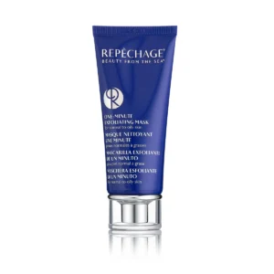 Repêchage One-Minute Exfoliating Mask, kuorintanaamio normaalille ja rasvaiselle iholle, sinisessä tuubipakkauksessa.