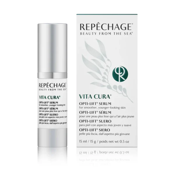 Repêchage Vita Cura Opti-Lift Serum -seerumipullo ja pakkaus. Ihon nuorekkuutta lisäävä ja ihon sileyttä edistävä seerumi, 15 ml.
